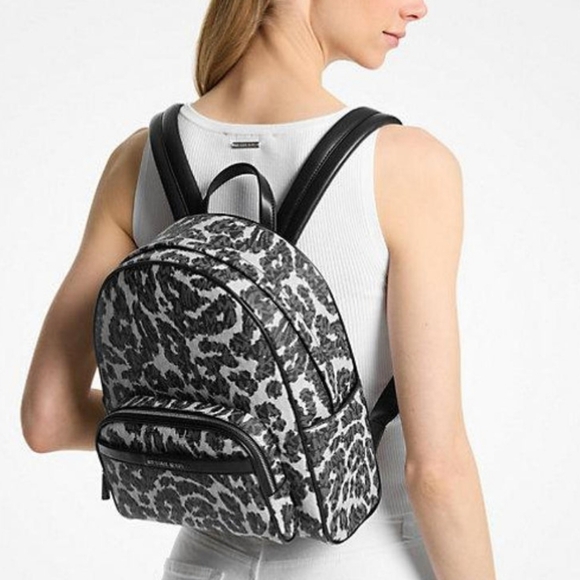 Michael Kors Bex Leopard Logo Medium Backpack - Picture 8 of 9